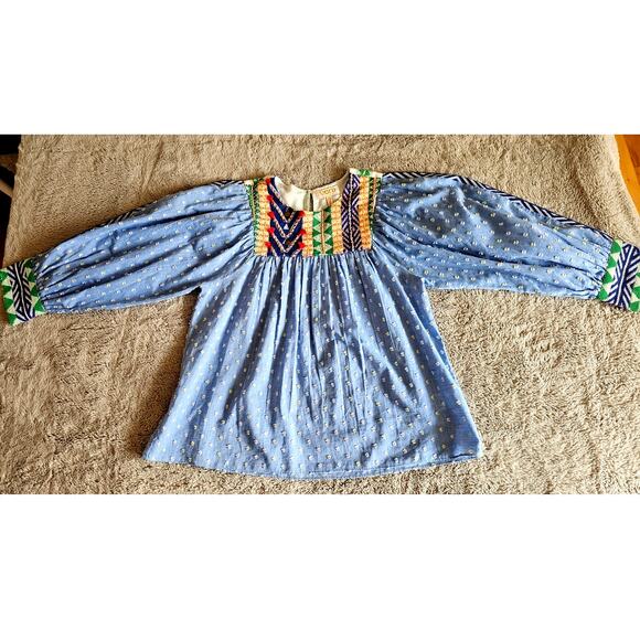 Anthropologie Verb by Pallavi Singhee Rhapsody Embroidered Cotton Blouse Sz XS - Picture 3 of 10